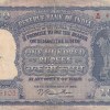 India 100 Rupees B Rama Rau 1953 Big Size Genuine Rare Old Note