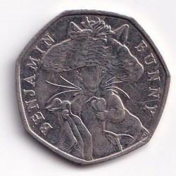 United Kingdom 50 Pence 2017 - Elizabeth II 5th portrait; Benjamin Bunny Rare Commemorative Coin #N-431