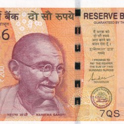 666666 FANCY NUMBER 200 RUPEES GOVERNOR SANJAY MALHOTRA GEM UNC NOTE