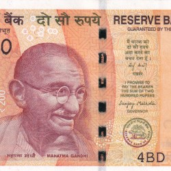 300000 FANCY NUMBER 200 RUPEES GOVERNOR SANJAY MALHOTRA GEM UNC NOTE