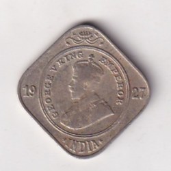 British-India 2 Annas 1927 (George V) Rare Coin#C-154