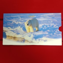 Ex Rare The Polar Bear Canda's New Uncirculated Proof Coin Note 2 Dollar Elizabeth Coin And Bank Elizabeth Note Set 1996 Year Issue ROYAL CANADIAN MINT