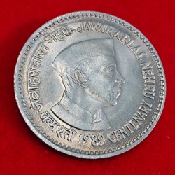 1 RUPEE JAWAHARLAL NEHRU 1989 COPPER NICKLE COIN SKU 02