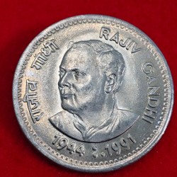 1 RUPEE RAJIV GANDHI 1944:1991 UNC CONDITION SKU 02