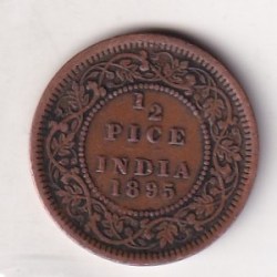 Alternative view of 1895 British- India 1/2 Pice (Victoria) Calcutta Mint Rare Coin#C-165