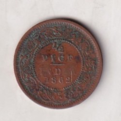 Alternative view of 1862 British- India 1/2 Pice (Victoria) Calcutta Mint Rare Coin#C-161