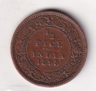 1898 British- India 1/2 Pice (Victoria) Calcutta Mint Rare Coin#C-167