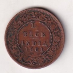 Alternative view of 1901 British- India 1/2 Pice (Victoria) Calcutta Mint Rare Coin#C-162