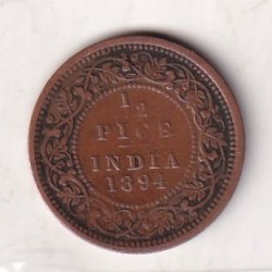 Alternative view of 1894 British- India 1/2 Pice (Victoria) Calcutta Mint Rare Coin#C-171