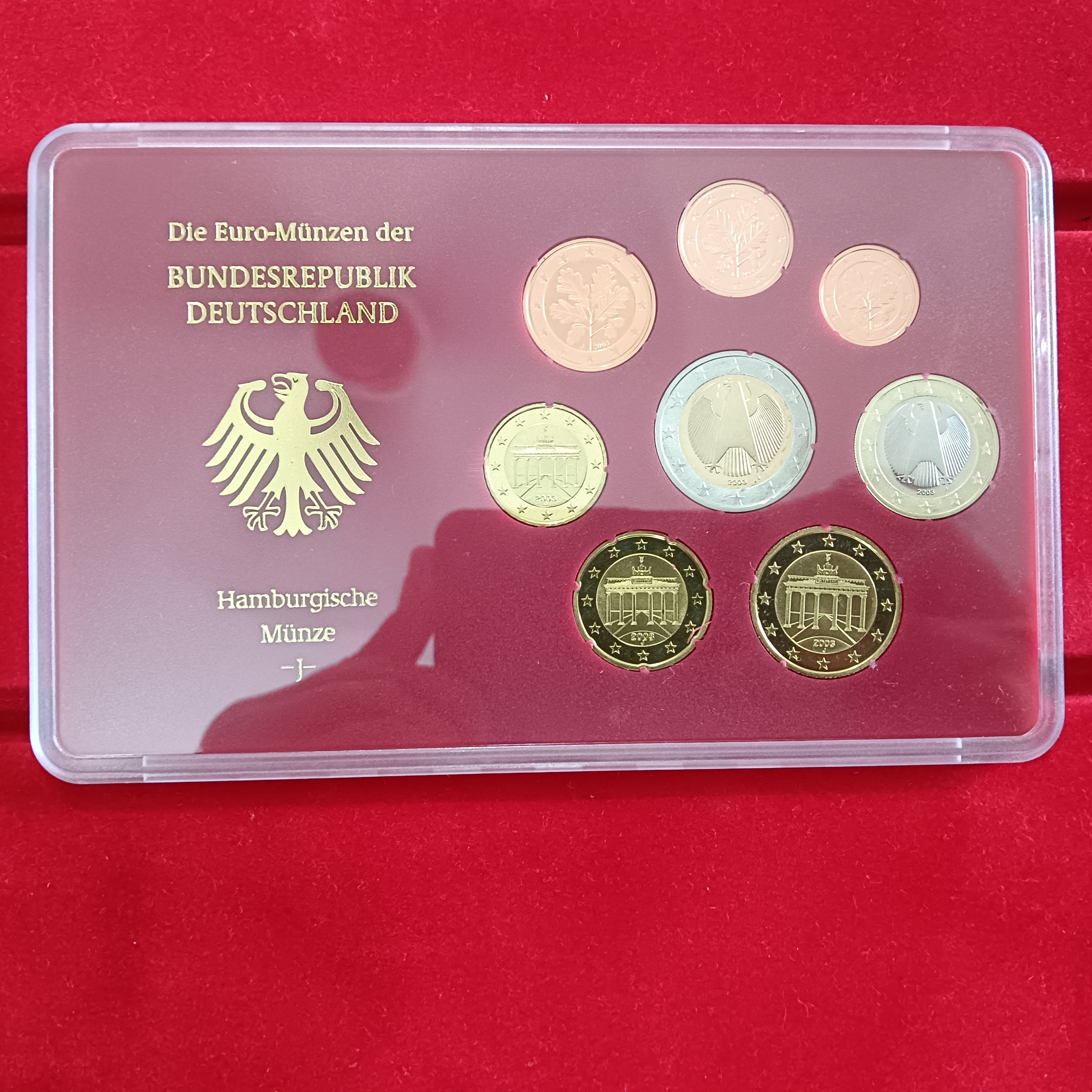 Rare 2003 Germany Euro Coin Proof Set Issued By the Hamburg Mint ("J")