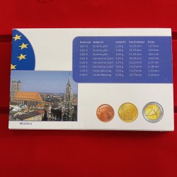 Alternative view of Rare 2003 official Germany Euro coin Proof set the Bavarian Central Mint in Munich Denoted by the mint mark "D" Mark