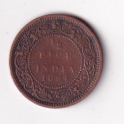 Alternative view of 1894 British- India 1/2 Pice (Victoria) Calcutta Mint Rare Coin#C-255