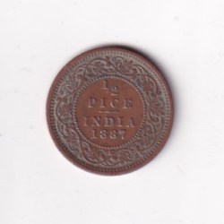 Alternative view of 1887 British- India 1/2 Pice (Victoria) Calcutta Mint Rare Coin#C-221