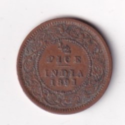 1891 British- India 1/2 Pice (Victoria) Calcutta Mint Rare Coin#C-233