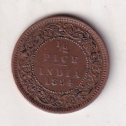 Alternative view of 1894 British- India 1/2 Pice (Victoria) Calcutta Mint Rare Coin#C-229