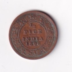 Alternative view of 1896 British- India 1/2 Pice (Victoria) Calcutta Mint Rare Coin#C-238