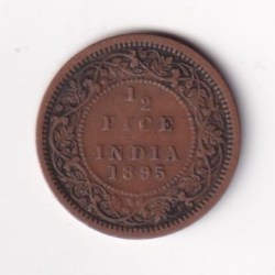Alternative view of 1895 British- India 1/2 Pice (Victoria) Calcutta Mint Rare Coin#C-239