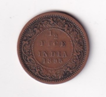 1895 British- India 1/2 Pice (Victoria) Calcutta Mint Rare Coin#C-239