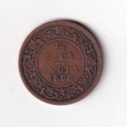 Alternative view of 1898 British- India 1/2 Pice (Victoria) Calcutta Mint Rare Coin#C-240