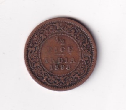 1898 British- India 1/2 Pice (Victoria) Calcutta Mint Rare Coin#C-240