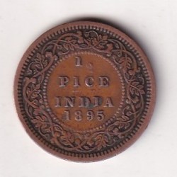 Alternative view of 1895 British- India 1/2 Pice (Victoria) Calcutta Mint Rare Coin#C-245