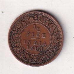 Alternative view of 1898 British- India 1/2 Pice (Victoria) Calcutta Mint Rare Coin#C-246