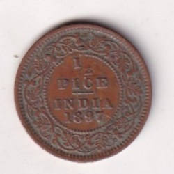Alternative view of 1897 British- India 1/2 Pice (Victoria) Calcutta Mint Rare Coin#C-247
