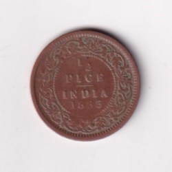 ( 1885 ) Rare Date British - India ½ Pice - Victoria Rare Coin #C-289