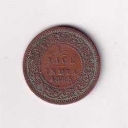 ( 1885 ) Rare Date British - India ½ Pice - Victoria Rare Coin #C-290
