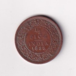 ( 1888 ) Rare Date British - India ½ Pice - Victoria Rare Coin #C-293