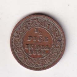 Alternative view of 1896 British- India 1/2 Pice (Victoria) Calcutta Mint Rare Coin#C-263