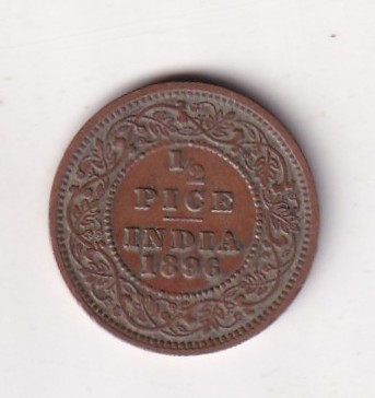 1896 British- India 1/2 Pice (Victoria) Calcutta Mint Rare Coin#C-263