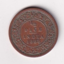 ( 1888 ) Rare Date British - India ½ Pice - Victoria Rare Coin #C-285