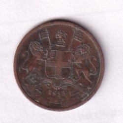 British-India 1/2 Pice 1853 Victoria Rare Coin #C-266