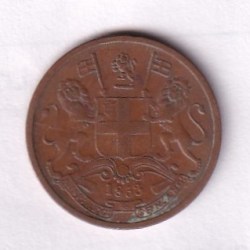 British-India 1/2 Pice 1853 Victoria Rare Coin #C-268