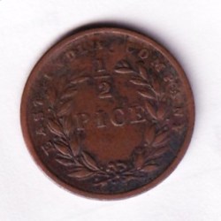 Alternative view of British-India 1/2 Pice 1853 Victoria Rare Coin #C-270