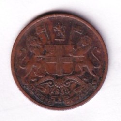 British-India 1/2 Pice 1853 Victoria Rare Coin #C-270
