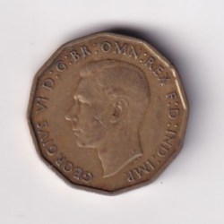 Alternative view of United Kingdom 3 Pence 1945 - George VI lowest price Rare Coin #C-297