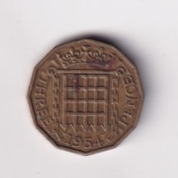 United Kingdom 3 Pence 1954 - Elizabeth II lowest price Rare Coin #C-298