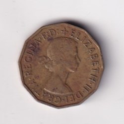 Alternative view of United Kingdom 3 Pence 1954 - Elizabeth II lowest price Rare Coin #C-298