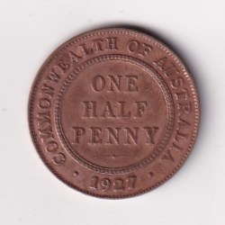 United Kingdom ½ Penny 1927 - George V lowest price Rare Coin #C-307