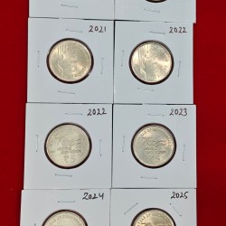 Alternative view of 5 RUPEE 9 COIN SET 2019 TO 2025 INCLUDING 5 RUPEE 2021 AKAM COIN