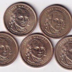 United States 1 Dollar 2007 James Madison Commemorative issue Rare Coin { Buyer will receive randomly 1 coin} #C-353