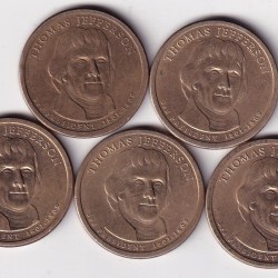 United States 1 Dollar 2007 Thomas Jefferson Commemorative issue Rare Coin { Buyer will receive randomly 1 coin} #C-354
