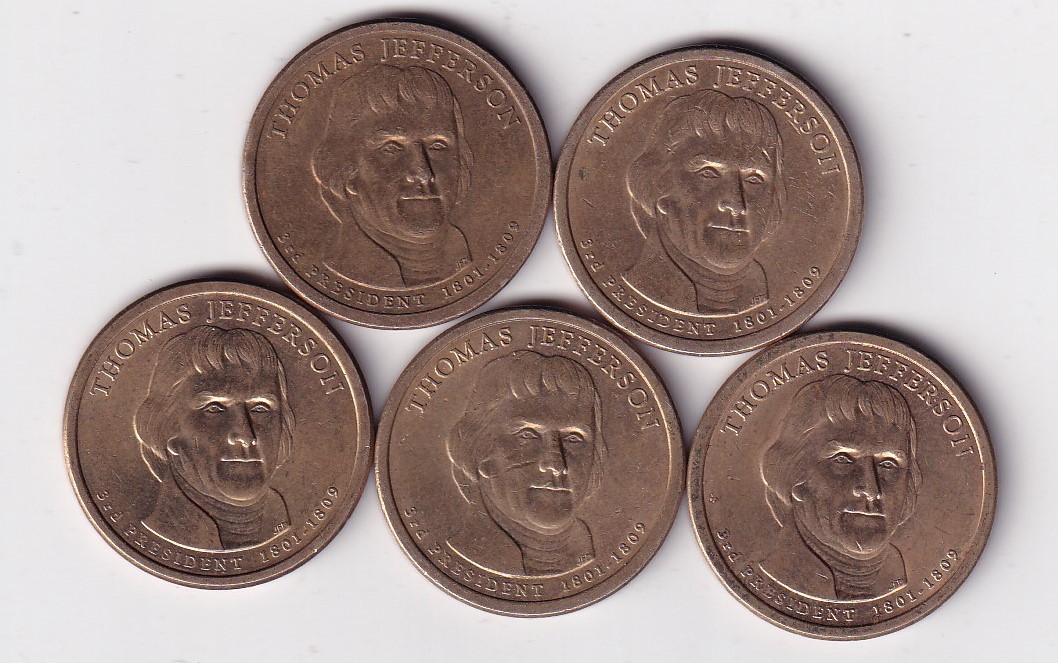 United States 1 Dollar 2007 Thomas Jefferson Commemorative issue Rare Coin { Buyer will receive randomly 1 coin} #C-354