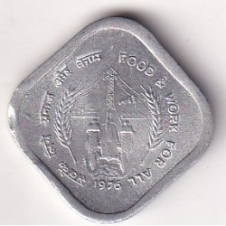 India 5 Paise (Food & Work For All) 1976 (Calcutta Mint) Commemorative Unc Coin #C-365