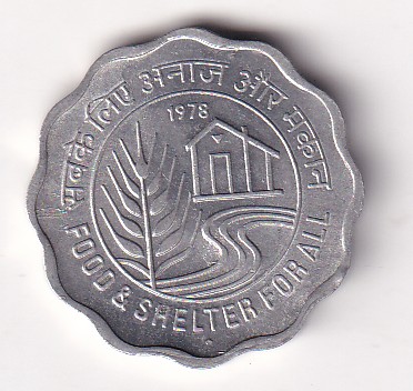 India 10 Paise (Food & Shelter For All) 1978 (Bombay Mint) Commemorative Unc Coin #C-367