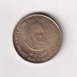 5 RUPEES MOTHER TERESA 1910-2010 RARE UNC COIN #C-368
