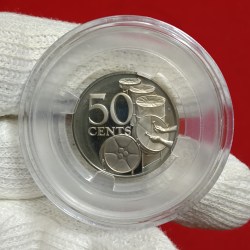 Trinidad and Tobago 50 cents coin steelpan drums Year 1974 Proof Coin