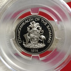 Rare Twenty Five Cents Commanwealth of the Bahamas 1974 Year Proof Coin